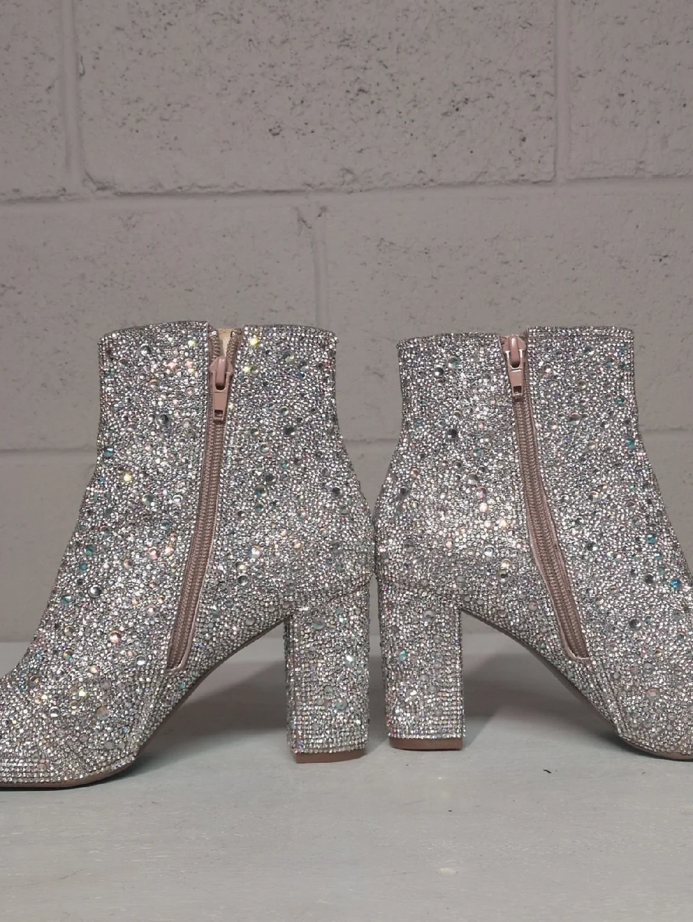 Blue By Betsey Johnson Rhinestone Encrusted Heeled Ankle Booties Size 7.5 - Picture 9 of 16